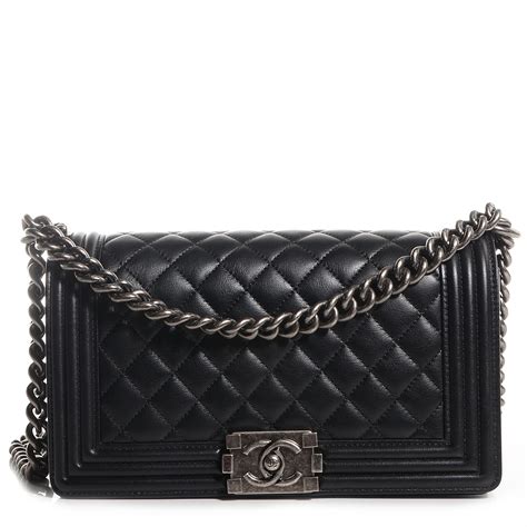 chanel metallic calfskin quilted small boy flap black|Small boy chanel handbag, Calfskin & ruthenium.